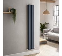 Sorrento Anthracite Vertical Oval Designer Radiator 1600x236mm Double Panel 2234 BTU