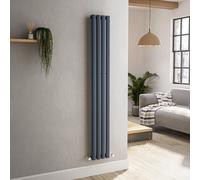 Sorrento Anthracite Vertical Oval Designer Radiator 1600x236mm Single Panel 1521 BTU