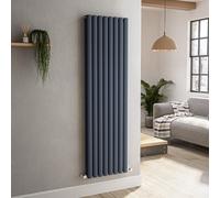 Sorrento Anthracite Vertical Oval Designer Radiator 1600x472mm Double Panel 4468 BTU