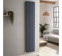 Sorrento Anthracite Vertical Oval Designer Radiator 1800x354mm Single Panel 2530 BTU