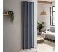 Sorrento Anthracite Vertical Oval Designer Radiator 1800x472mm Single Panel 3373 BTU