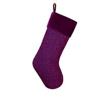 SORRENTO Boucle Shiny Glitter Luxury Christmas Stocking with velvet Cuff Purple Color 10x19inch