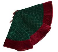 SORRENTO Green velvet diamond quilted embroidery decoration skirt with red border decoration Christmas tree skirt 50inch