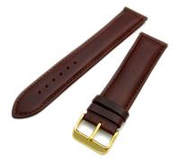 Sorrento Italian Padded Calf Leather XL Extra Long Watch Strap Band - Brown, 20mm with Gold Plated Buckle