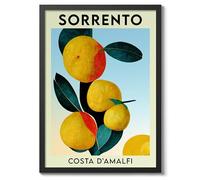 Sorrento, Lemons Fruit Market Poster Kitchen Wall Decor Print Abstract Colourful Wall Art Food Travel Bedroom Artwork Picture, A2 (Black Frame) - 62.5x45.1cm