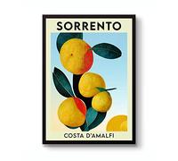 Sorrento Lemons Fruit Market Poster, Minimalist Print Abstract Art Exhibition, Floral Travel Home Wall Art Decor, Archival Matte, A1 (Framed) - 84.1x59.4cm
