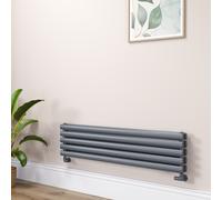 Sorrento Linea Dark Grey Anthracite Oval Designer Radiator 295x1200mm Double Panel 2177 BTU - Horizontal Bars