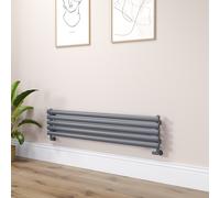 Sorrento Linea Dark Grey Anthracite Oval Designer Radiator 295x1400mm Single Panel 1659 BTU - Horizontal Bars