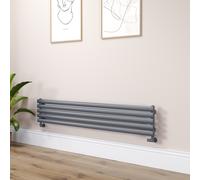 Sorrento Linea Dark Grey Anthracite Oval Designer Radiator 295x1600mm Single Panel 1891 BTU - Horizontal Bars