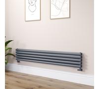 Sorrento Linea Dark Grey Anthracite Oval Designer Radiator 295x1800mm Double Panel 3171 BTU - Horizontal Bars
