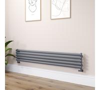 Sorrento Linea Dark Grey Anthracite Oval Designer Radiator 295x1800mm Single Panel 2126 BTU - Horizontal Bars