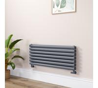 Sorrento Linea Dark Grey Anthracite Oval Designer Radiator 413x1000mm Double Panel 2584 BTU - Horizontal Bars