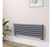 Sorrento Linea Dark Grey Anthracite Oval Designer Radiator 413x1200mm Double Panel 3048 BTU - Horizontal Bars