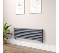 Sorrento Linea Dark Grey Anthracite Oval Designer Radiator 413x1400mm Double Panel 3509 BTU - Horizontal Bars