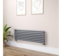 Sorrento Linea Dark Grey Anthracite Oval Designer Radiator 413x1400mm Single Panel 2321 BTU - Horizontal Bars
