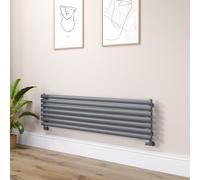 Sorrento Linea Dark Grey Anthracite Oval Designer Radiator 413x1600mm Single Panel 2645 BTU - Horizontal Bars