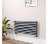 Sorrento Linea Dark Grey Anthracite Oval Designer Radiator 472x1000mm Double Panel 2952 BTU - Horizontal Bars