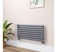 Sorrento Linea Dark Grey Anthracite Oval Designer Radiator 472x1000mm Single Panel 1935 BTU - Horizontal Bars