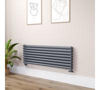 Sorrento Linea Dark Grey Anthracite Oval Designer Radiator 472x1400mm Double Panel 4010 BTU - Horizontal Bars