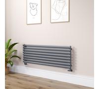 Sorrento Linea Dark Grey Anthracite Oval Designer Radiator 472x1400mm Single Panel 2655 BTU - Horizontal Bars