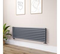 Sorrento Linea Dark Grey Anthracite Oval Designer Radiator 472x1600mm Double Panel 4539 BTU - Horizontal Bars