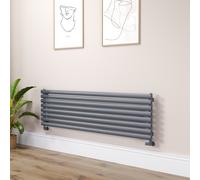 Sorrento Linea Dark Grey Anthracite Oval Designer Radiator 472x1600mm Single Panel 3024 BTU - Horizontal Bars