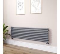 Sorrento Linea Dark Grey Anthracite Oval Designer Radiator 472x1800mm Single Panel 3403 BTU - Horizontal Bars