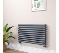Sorrento Linea Dark Grey Anthracite Oval Designer Radiator 590x1000mm Double Panel 3693 BTU - Horizontal Bars
