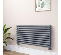 Sorrento Linea Dark Grey Anthracite Oval Designer Radiator 590x1200mm Double Panel 4355 BTU - Horizontal Bars