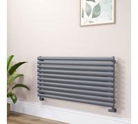 Sorrento Linea Dark Grey Anthracite Oval Designer Radiator 590x1200mm Single Panel 2863 BTU - Horizontal Bars