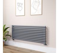 Sorrento Linea Dark Grey Anthracite Oval Designer Radiator 590x1600mm Single Panel 3782 BTU - Horizontal Bars