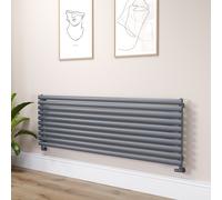 Sorrento Linea Dark Grey Anthracite Oval Designer Radiator 590x1800mm Single Panel 4256 BTU - Horizontal Bars