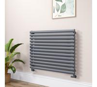 Sorrento Linea Dark Grey Anthracite Oval Designer Radiator 767x1000mm Single Panel 3147 BTU - Horizontal Bars