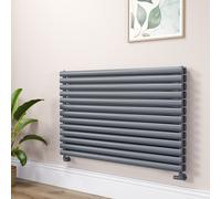 Sorrento Linea Dark Grey Anthracite Oval Designer Radiator 767x1200mm Double Panel 5659 BTU - Horizontal Bars