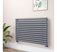 Sorrento Linea Dark Grey Anthracite Oval Designer Radiator 767x1200mm Single Panel 3724 BTU - Horizontal Bars