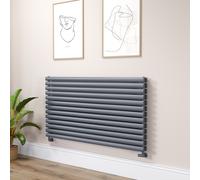 Sorrento Linea Dark Grey Anthracite Oval Designer Radiator 767x1400mm Double Panel 6519 BTU - Horizontal Bars