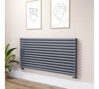 Sorrento Linea Dark Grey Anthracite Oval Designer Radiator 767x1600mm Double Panel 7379 BTU - Horizontal Bars