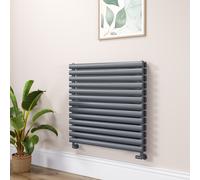 Sorrento Linea Dark Grey Anthracite Oval Designer Radiator 767x800mm Double Panel 3932 BTU - Horizontal Bars