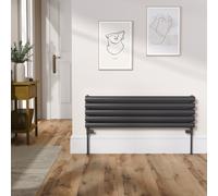 Sorrento Linea Midnight Black Oval Designer Radiator 295x1000mm Double Panel 1846 BTU - Horizontal Bars