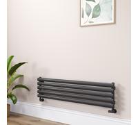 Sorrento Linea Midnight Black Oval Designer Radiator 295x1200mm Single Panel 1433 BTU - Horizontal Bars