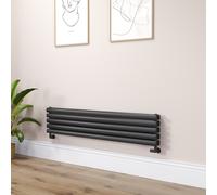 Sorrento Linea Midnight Black Oval Designer Radiator 295x1400mm Double Panel 2509 BTU - Horizontal Bars