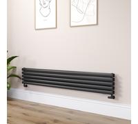 Sorrento Linea Midnight Black Oval Designer Radiator 295x1800mm Double Panel 3171 BTU - Horizontal Bars