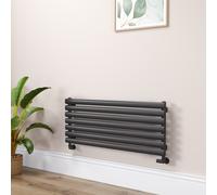 Sorrento Linea Midnight Black Oval Designer Radiator 413x1000mm Single Panel 1696 BTU - Horizontal Bars