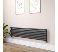 Sorrento Linea Midnight Black Oval Designer Radiator 413x1800mm Single Panel 2980 BTU - Horizontal Bars