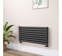 Sorrento Linea Midnight Black Oval Designer Radiator 472x1000mm Double Panel 2952 BTU - Horizontal Bars