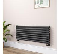 Sorrento Linea Midnight Black Oval Designer Radiator 472x1200mm Double Panel 3485 BTU - Horizontal Bars