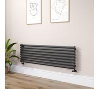 Sorrento Linea Midnight Black Oval Designer Radiator 472x1600mm Single Panel 3024 BTU - Horizontal Bars