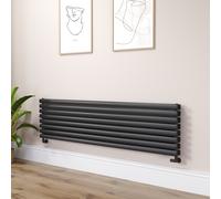 Sorrento Linea Midnight Black Oval Designer Radiator 472x1800mm Double Panel 5072 BTU - Horizontal Bars