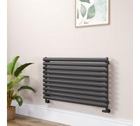 Sorrento Linea Midnight Black Oval Designer Radiator 590x1000mm Single Panel 2420 BTU - Horizontal Bars
