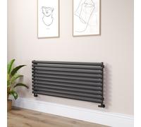 Sorrento Linea Midnight Black Oval Designer Radiator 590x1400mm Single Panel 3317 BTU - Horizontal Bars